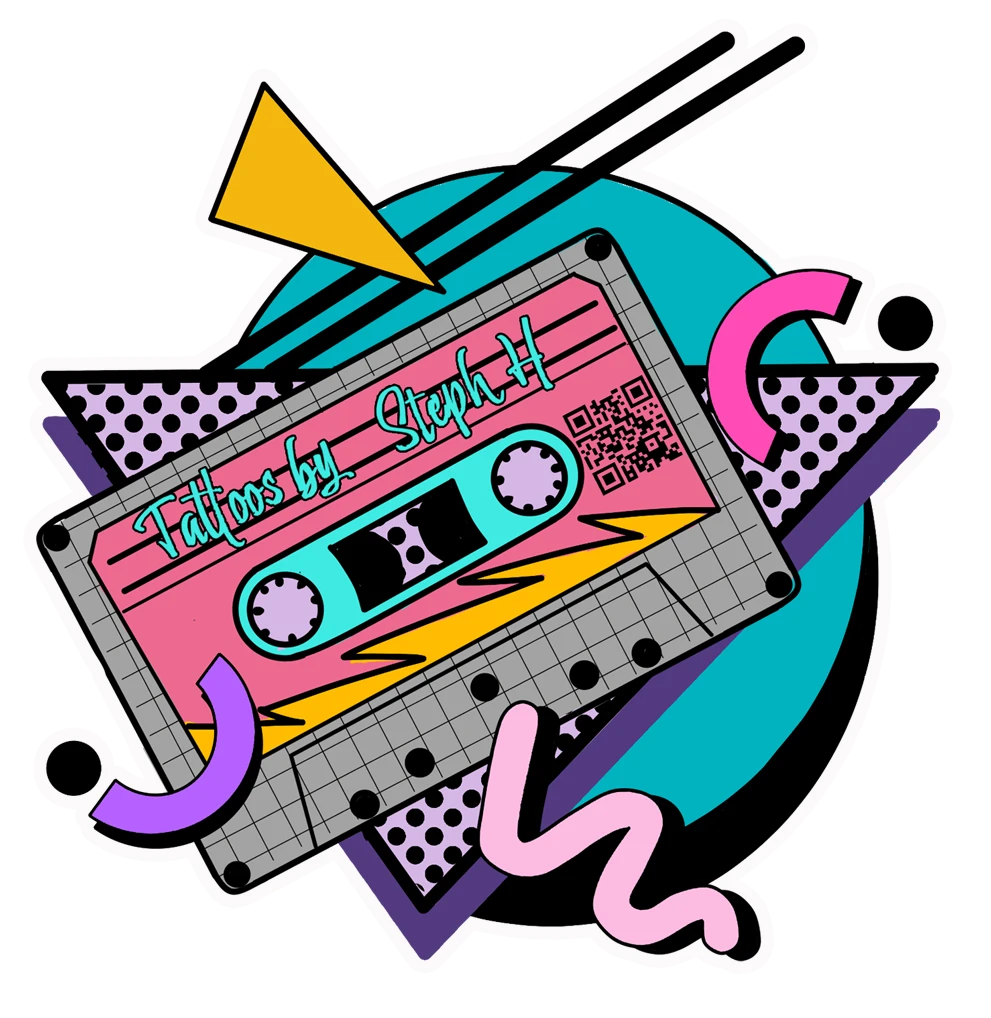 Steph’s original retro cassette illustration, shown in full